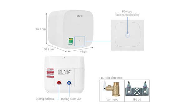 Máy nước nóng gián tiếp Atlantic 15 lít SWH 15A M-N0 Ami Square - 821555