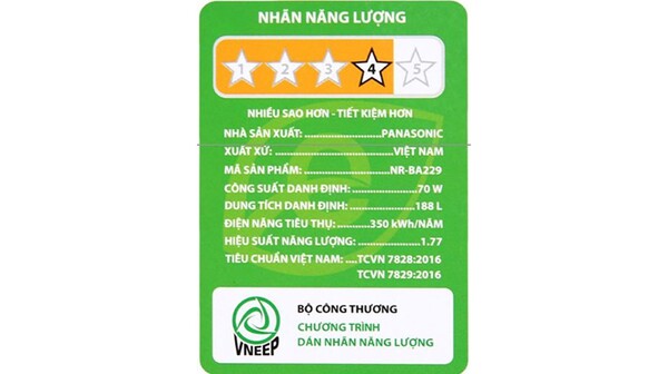 Panasonic Inverter 188 lít NR-BA229PKVN