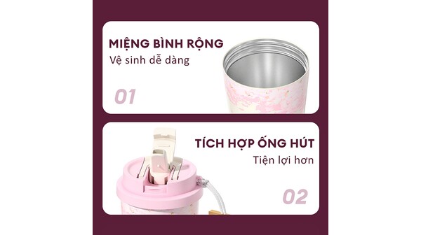 Bình giữ nhiệt Germ 500 ml GE-24SS-DB77 Hồng Trắng