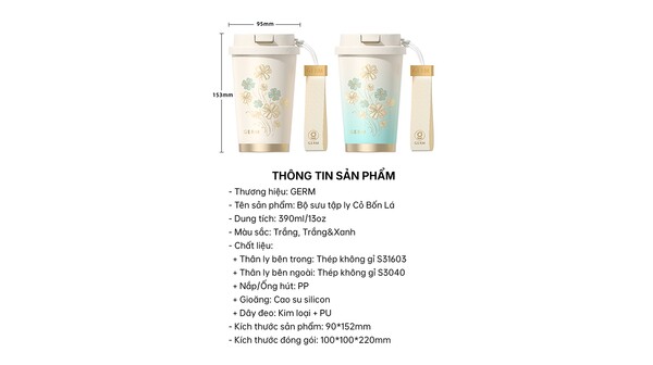 Bình giữ nhiệt Germ 390 ml GE-24SS-DB96 Trắng