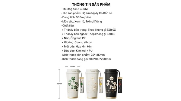 Bình giữ nhiệt Germ 500 ml GE-23AW-B76 Vàng Gold