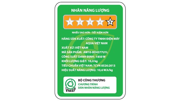 Aqua Inverter 10 kg AW10-BD4377U1L(GN)