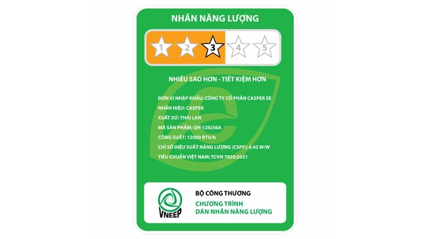 Máy lạnh Casper Inverter 1.5 HP QH-12IU36A