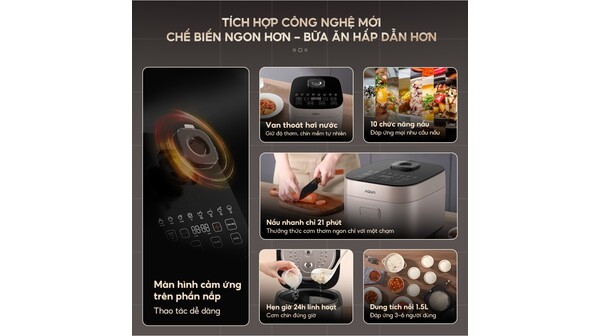 Nồi cơm điện tử Aqua 1.5 lít AQS-RBC401R(N)-VN
