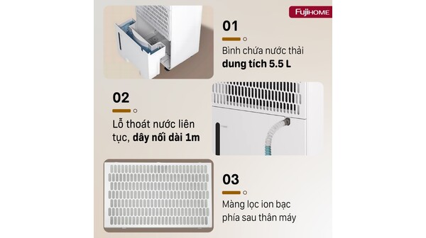Máy hút ẩm Fujihome 40 lít DH40NW