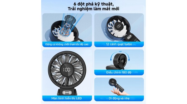 Quạt cầm tay Goojodoq GFS003-BLACK-GJ