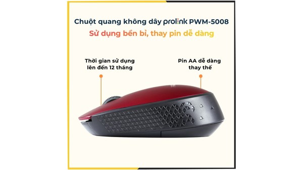 Chuột vi tính không dây Prolink PMW5008 Đỏ
