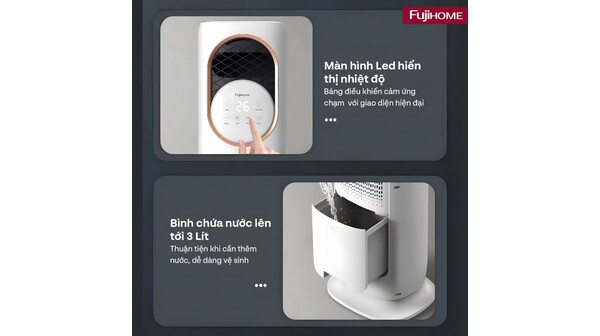 Quạt làm mát sưởi ấm và tạo ẩm 4 mùa Fujihome AC01-W/Y