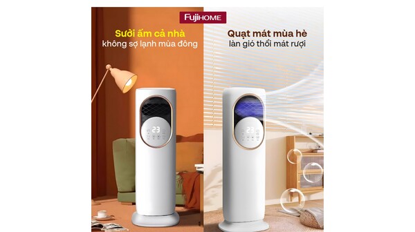 Quạt làm mát sưởi ấm và tạo ẩm 4 mùa Fujihome AC01-W/Y
