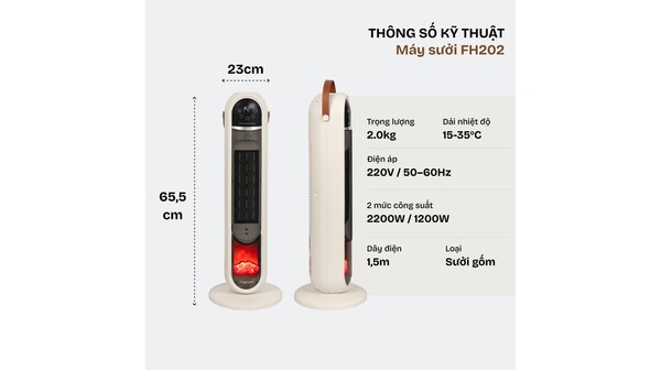 Quạt sưởi gốm Fujihome 2200W FH202