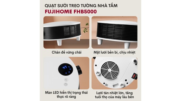 Quạt sưởi treo tường nhà tắm Fujihome FHB5000