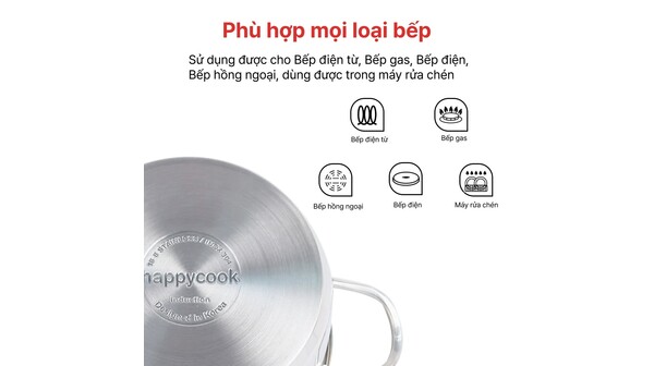 Nồi inox 3 đáy Happy Cook Delux Plus 16cm N16-DLGP