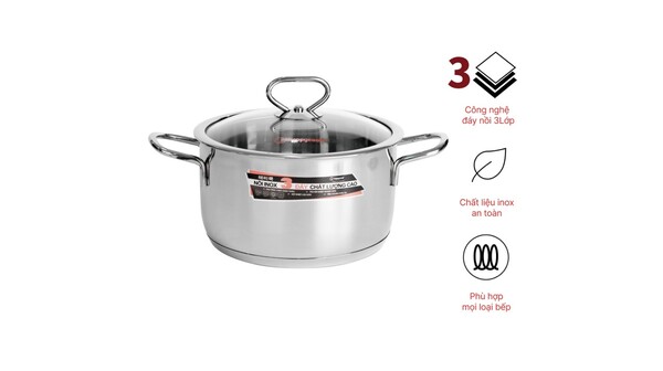 Nồi inox 3 đáy Happy Cook Delux Plus 16cm N16-DLGP