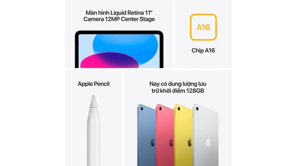 Máy tính bảng iPad Gen 11 A16 Wifi 128GB MD3Y4ZA/A Bạc