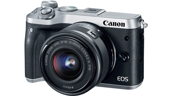 Máy ảnh Canon EOS M6 Kit 15-45mm (bạc) màn hình lật xoay cảm ứng 3 inch