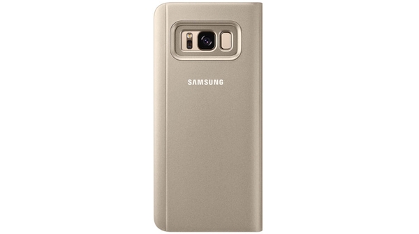 Bao da Clear View S8 (vàng) bảo vệ toàn diện màn hình và các góc cạnh