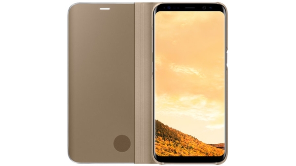 Bao da Clear View S8 (vàng) có chân đế trình chiếu linh hoạt