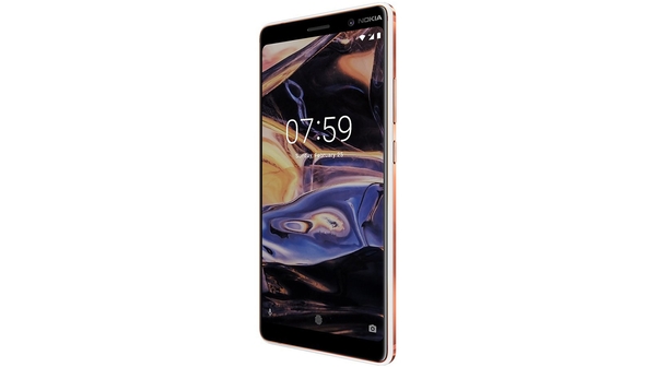 Nokia 7 Plus màu bạc cạnh trái