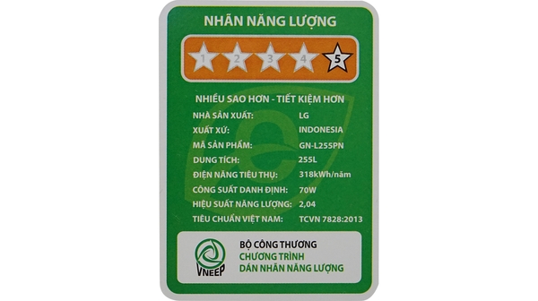 Tem năng lượng của Tủ lạnh LG 255 lít GN-L255PN