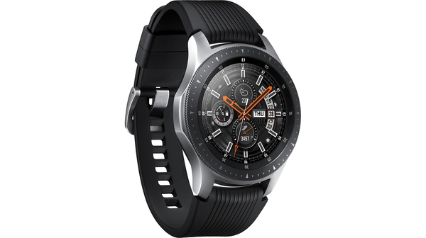 Đồng hồ Samsung Galaxy Watch 46mm Silver mặt nghiêng trái