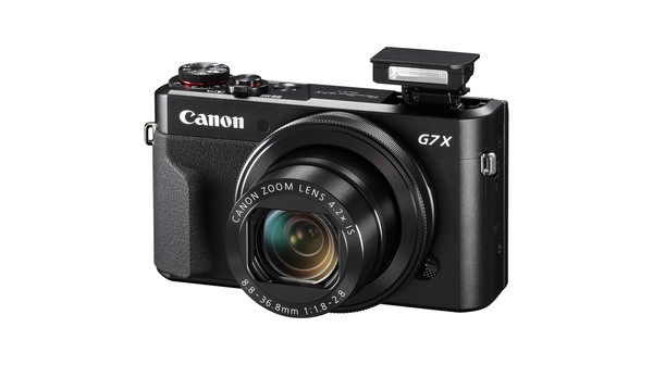 Máy ảnh Canon Powershot G7X MKII mặt nghiêng đèn flash