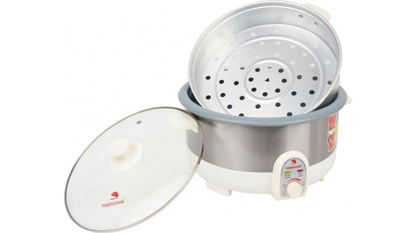 Nồi lẩu điện Happy Cook HCHP-350ST thiết kế tiện ích với nắp kính trong suốt