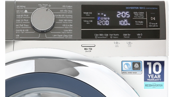 Máy giặt Electrolux Inverter 10 kg EWF1023BEWA bảng điều khiển
