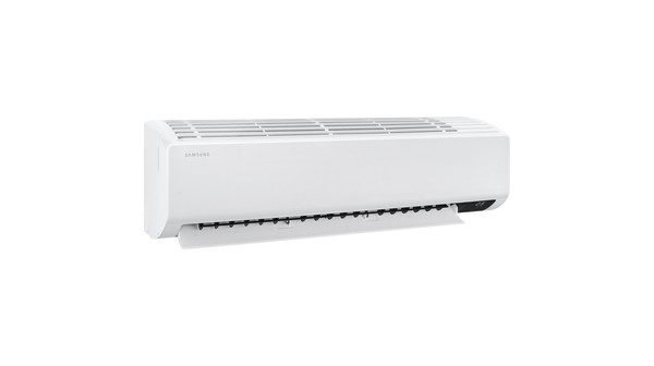 Máy lạnh Samsung Inverter 1 HP AR10TYGCDWKNSV mặt bên nghiêng trái cánh quạt mở