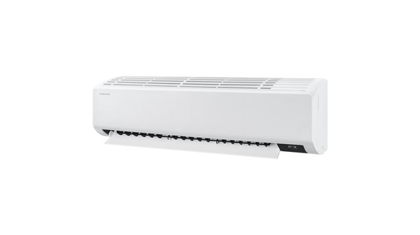 Máy lạnh Samsung Inverter 1 HP AR10TYGCDWKNSV mặt bên nghiêng phải cánh quạt mở