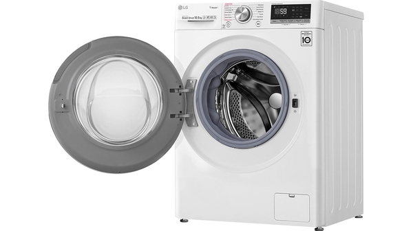 Máy giặt LG Inverter 10.5 Kg FV1450S3W mặt nghiêng trái cửa mở