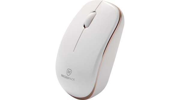 Chuột không dây Micropack MP-791W Trắng mặt đứng cạnh bên