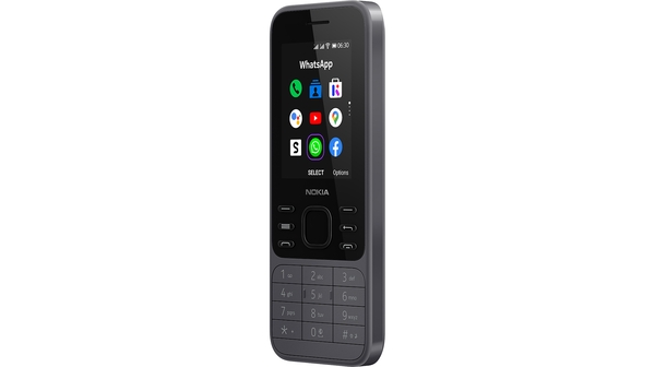 Điện thoại Nokia 6300 4G Đen Xám mặt nghiêng trái