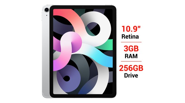 Máy tính bảng iPad Air 10.9 inch Wifi Cell 256GB MYH42ZA/A Bạc 2020 mặt chính diện trước sau