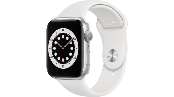 Apple Watch S6 GPS 44mm vỏ nhôm dây cao su Trắng mặt nghiêng trái