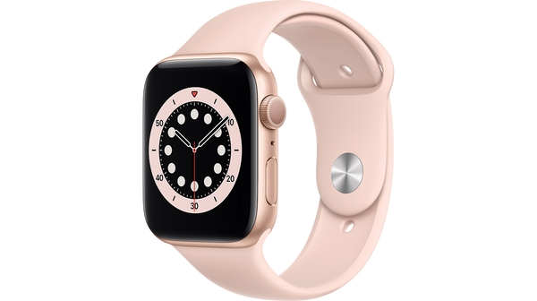 Apple Watch S6 GPS 44mm vỏ nhôm dây cao su Hồng mặt nghiêng trái