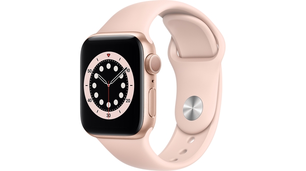 Apple Watch S6 GPS 40mm vỏ nhôm dây cao su Hồng mặt nghiêng trái