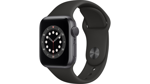 Apple Watch S6 GPS 40mm vỏ nhôm dây cao su Đen mặt nghiêng trái