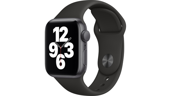 Apple Watch SE GPS 40mm Vỏ nhôm Dây cao su Đen mặt nghiêng trái