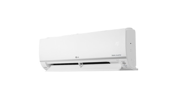 Máy lạnh LG Inverter 1 HP V10API1 mặt nghiêng trái cánh đảo quạt mở rộng