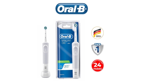 Bàn chải đánh răng điện Oral-B Vitality 100 CrossAction White D100.413.1 chải sạch gấp 2 lần