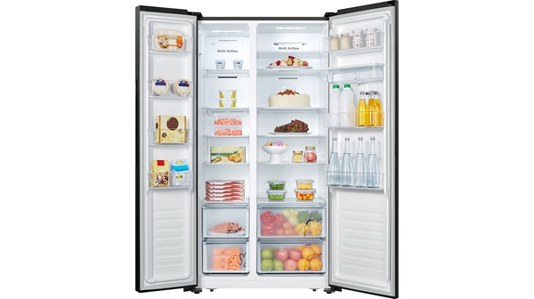 Tủ lạnh Casper Inverter 551 lít RS-575VBW mặt chính diện cửa mở có đồ ăn