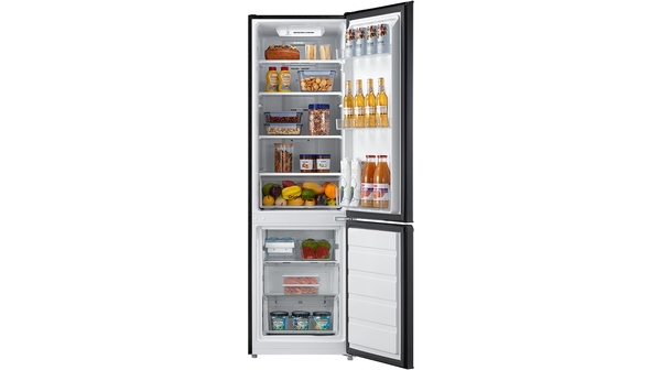 Tủ lạnh Toshiba Inverter 270 lít GR-RB350WE-PMV(30)-BS mặt chính diện cửa mở đầy đủ đồ ăn