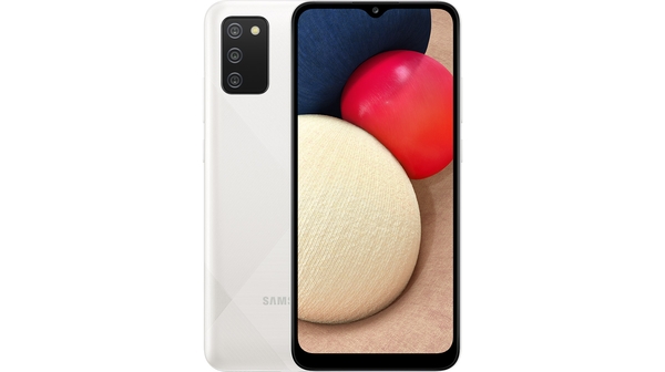 Điện thoại Samsung Galaxy A02s 64GB Trắng mặt chính diện trước sau