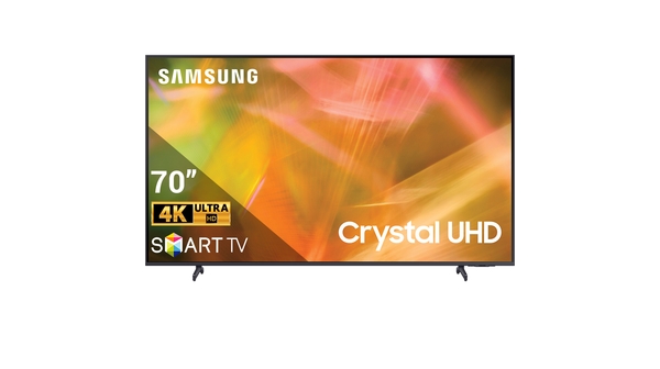 Smart Tivi Samsung Crystal UHD 4K 70 inch UA70AU8000KXXV mặt chính diện