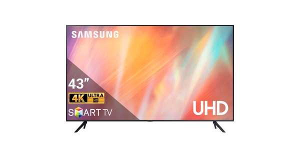 Smart Tivi Samsung Crystal UHD 4K 43 inch UA43AU7000KXXV mặt chính diện