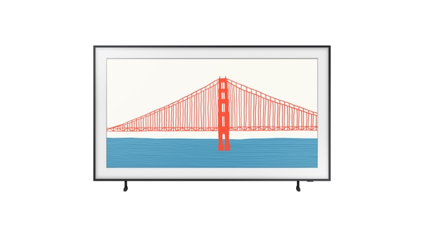 Smart Tivi The Frame QLED Samsung 4K 75 inch QA75LS03AAKXXV mặt chính diện chân đế cao