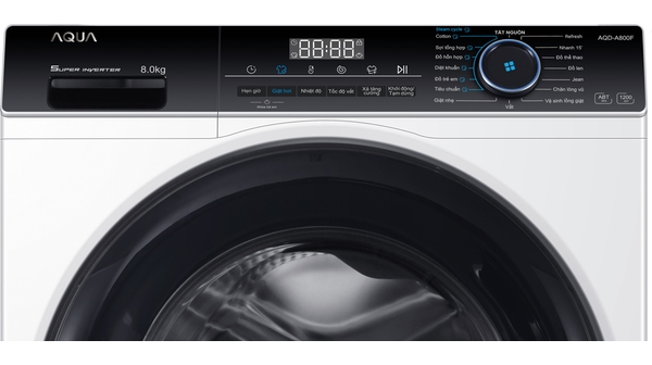 Máy giặt Aqua Inverter 8 kg AQD-A800F.W bảng hiển thị chương trình giặt