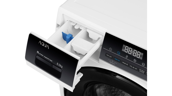 Máy giặt Aqua Inverter 8 kg AQD-A800F.W khay chứa bột giặt và nước xả vải