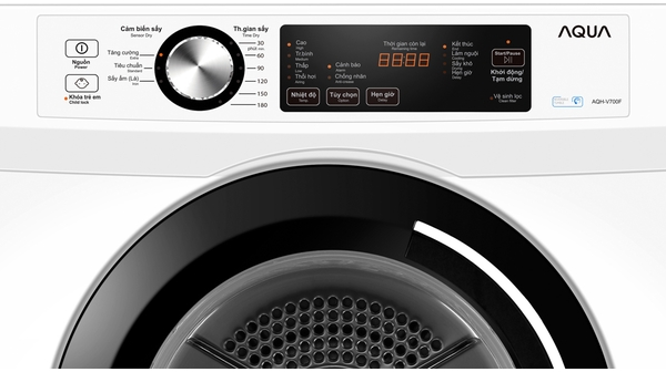 Máy sấy quần áo Aqua 7 kg AQH-V700F.W bảng chương trình