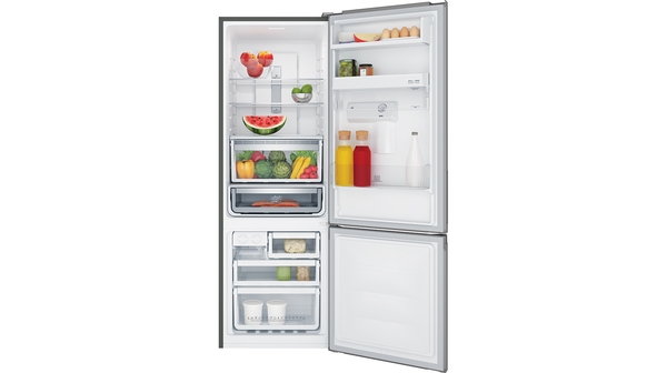 Tủ lạnh Electrolux Inverter 335 lít EBB3742K-A mặt chính diện cửa mở có đồ ăn